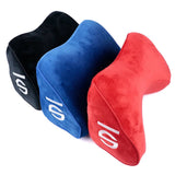 AutoBizarre Sparco Memory Foam Car Neck Pillow Velvet Cushion Headrest Ergonomic Support Cervical Pillow with Adjustable Strap Universal for All Cars