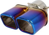 AutoBizarre Stainless Steel Burnt Blue Holographic Blue Square Shaped Dual Pipe Car Exhaust Tail Muffler Silencer Tip Car End Pipe Tail Exhaust Show Pipe Universal for All Cars (Square Dual Pipe Straight)