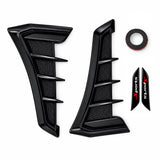 AutoBizarre Set of 2 Pcs Glossy Black Car Styling Decorative ABS Plastic Car Side Fender Vents Air Flow Duct Grill Sticker Shark Gill Air Outlet with Sports Sticker for All Cars
