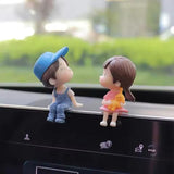 AutoBizarre Car Dashboard Accessories Cute Couple sitting in Bench Figurines Toys Gift Showpiece Desk Decoration Car Interior Decoration