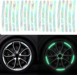 AutoBizarre 20pcs Holographic Luminous Anti-Collision Glow in the dark Wheel Rim Stickers Night Reflective Tape Warning Sticker for Decoration Universal for All Cars Bikes Motorcycles Bicycle Trucks
