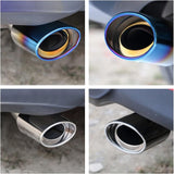 AutoBizarre Stainless Steel Burnt Blue Holographic Blue Oval Shaped Pipe Car Exhaust Tail Muffler Silencer Tip Car End Pipe Tail Exhaust Show Pipe Universal for All Cars (Multicolor Oval Pipe Straight)