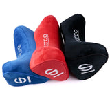 AutoBizarre Sparco Memory Foam Car Neck Pillow Velvet Cushion Headrest Ergonomic Support Cervical Pillow with Adjustable Strap Universal for All Cars
