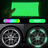 AutoBizarre 20pcs Holographic Luminous Anti-Collision Glow in the dark Wheel Rim Stickers Night Reflective Tape Warning Sticker for Decoration Universal for All Cars Bikes Motorcycles Bicycle Trucks
