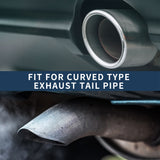 AutoBizarre Stainless Steel Burnt Blue Holographic Blue Oval Sloped Curved Bent Pipe Car Exhaust Tail Muffler Grilled Silencer Tip Car End Pipe Tail Exhaust Show Pipe Universal for All Cars