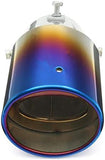 AutoBizarre Stainless Steel Burnt Blue Holographic Blue Oval Shaped Pipe Car Exhaust Tail Muffler Silencer Tip Car End Pipe Tail Exhaust Show Pipe Universal for All Cars (Oval Pipe Curved Bent)