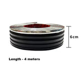 AutoBizarre Car Side Skirt Edge Anti-Collision Anti-Scratch Black Rubber & Chrome Tape Strip 6cm x 4mtrs for Car Door/Side Protection & Decoration Universal for All Cars