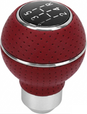 AutoBizarre 5 Speed Aluminum Base Metal Ring Leather Covered Gear Knob Gear Shifter Handle Knob For All Manual Transmission Cars