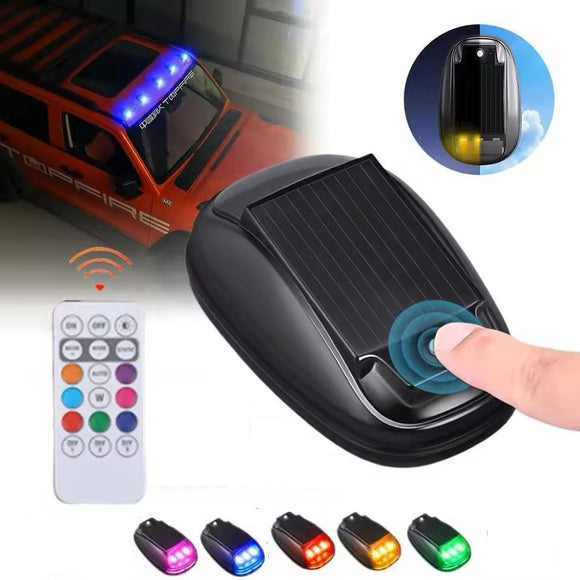 AutoBizarre Set of 5 pcs Wireless Multicolor Emergency Clearance Warning Strobe Light Solar Powered LED Cab Roof Top Marker Running Lights With Remote Control For All Cars, Vans, Trucks, Pickup, SUVs