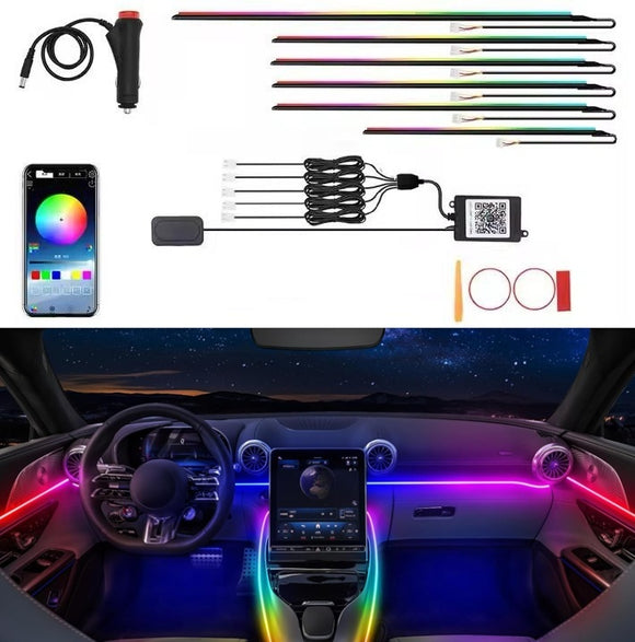 AutoBizarre Multicolor Music Controlled Sound Activated Car Interior Decoration Ambient Lighting K4 Dream Color Lights with Mobile App Control (Works with All Cars)