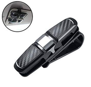 AutoBizarre Car Sun Visor Glasses Clip Holder/Card Holder with 180 Degree Rotation and Carbon Fiber Design Finish