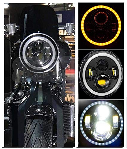 LED Scheinwerfer Rund Mit Angel Eye Projektor Doppelt DRL für Royal Enfield  @ UK