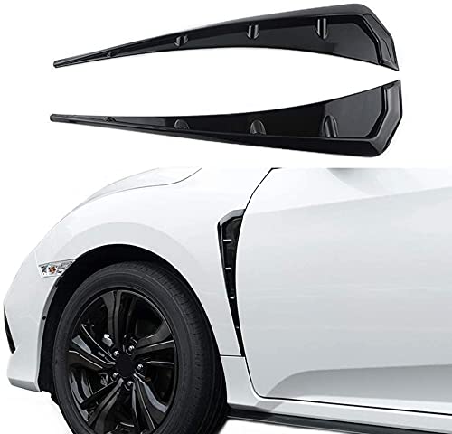AutoBizarre Car Styling Decorative Black Fender Side Vents Air Flow Duct Stickers - Set of 2 - Compatible with All Cars