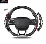 AutoBizarre Car Anti Skid Non Slip Black Carbon Fiber Decoration Steering Wheel Grip Covers with Spinner Booster Handle Knob Ball Universal for All Cars - Set of 2 pcs