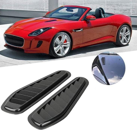 AutoBizarre Car Styling Decorative Air Flow Intake Hood Scoop Bonnet Fender Black Carbon Fiber Vents Stickers - Set of 2 - Compatible with All Cars