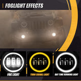 AutoBizarre 4 inch White Amber Ring DRL Fog Light Round White Light LED Fog Light Assembly Fog Lamp Compatible with All Cars