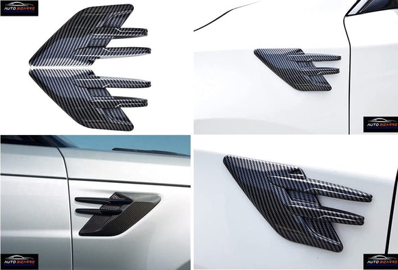 AutoBizarre Car Styling Decorative Black Carbon Fiber Side Vents Air Flow Duct Grill Sticker Universal for All Cars - Set of 2 pcs