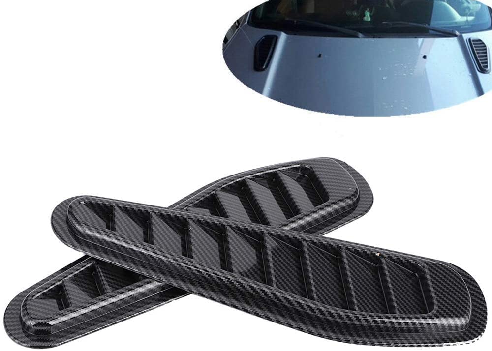 thumbnail image 2 of Carbon Fiber Look Hood Scoop Vent - Self-Adhesive Air Flow Intake Cover - Universal Fit 2 of 4