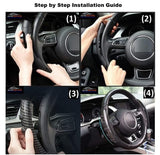 AutoBizarre Car Anti Skid Non Slip Black Carbon Fiber Decoration Steering Wheel Grip Covers with Spinner Booster Handle Knob Ball Universal for All Cars - Set of 2 pcs