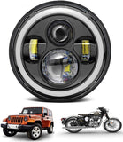 AutoBizarre Headlight DRL with Full Ring Angel Eye Projector Light for All Royal Enfield Bikes (7 inch), LED