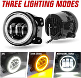 AutoBizarre 4 inch White Amber Ring DRL Fog Light Round White Light LED Fog Light Assembly Fog Lamp Compatible with All Cars