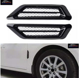 AutoBizarre Car Styling Decorative Side Vents Air Flow Duct Grill Sticker Black Color with Silver Grill Universal for All Cars - Set of 2 pcs